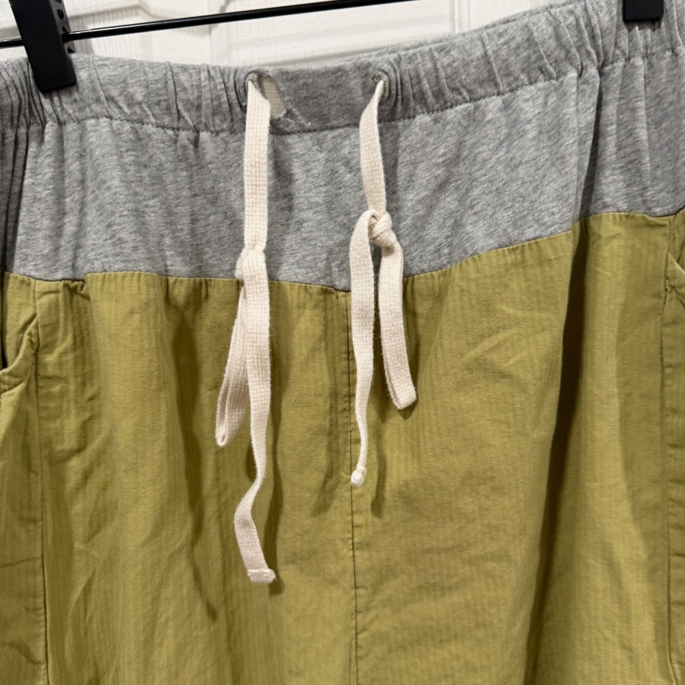 Free People Green Harem Jogger Pants Ruched Baggy Boho Olive Gray Waistband - Picture 9 of 11